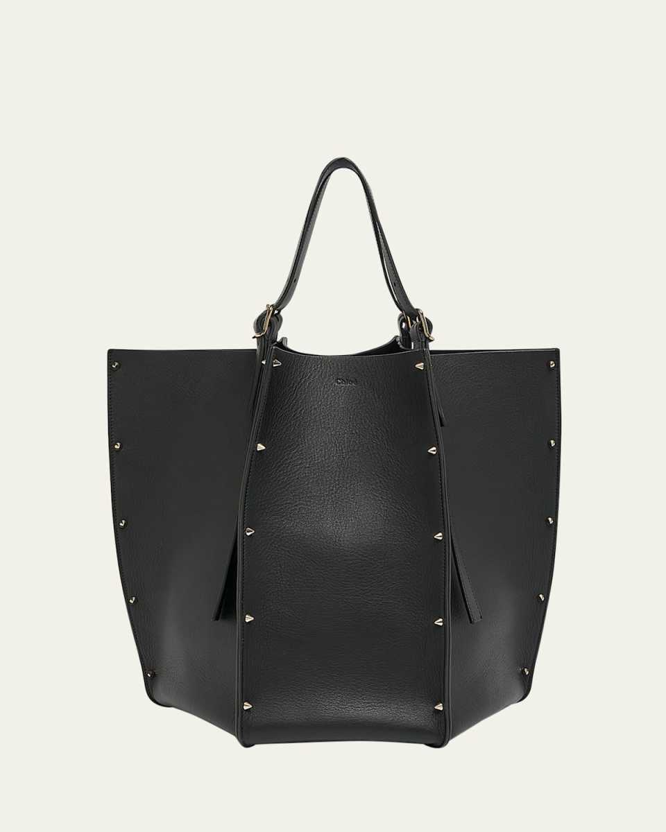 Carmela Spike Studded Tote Bag in Grained Calfskin
